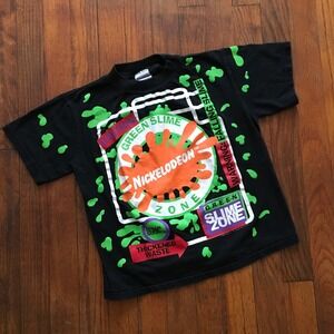 Nickelodeon Vintage 90s Green Slime‎ Zone Splat Graphic T Shirt Youth Sz S Rare
